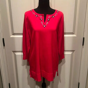 NWOT Women’s Large Spense Red Sweater w/Embellished Neckline